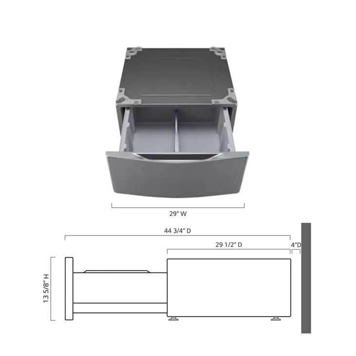 LG 29" Laundry Pedestal for 9500 Washer & Dryer Series: Graphite Steel WDP5V